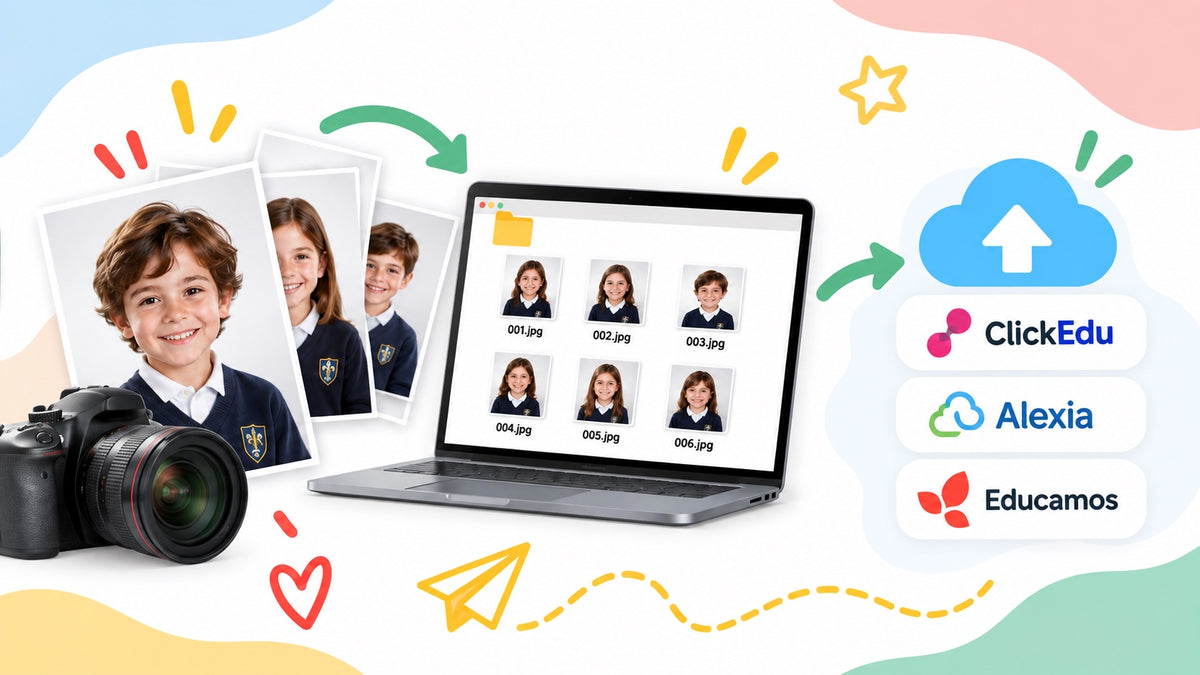 Las fotos del alumnado se entregan renombradas y se suben en bloque a ClickEdu, Alexia o Educamos