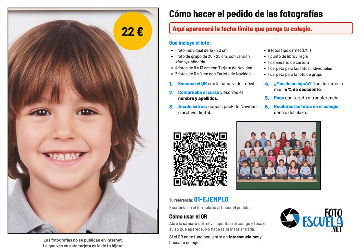 Muestra de la tarjeta de pedido, con las caras pixeladas