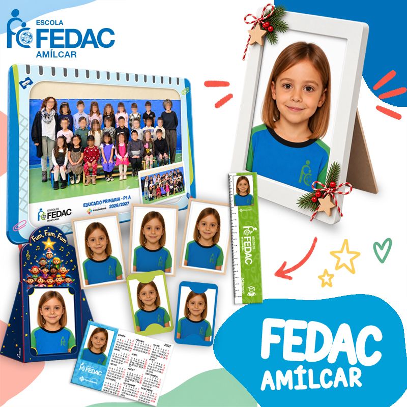Lote de fotografía escolar de Infantil y Primaria de FEDAC Amilcar: foto de clase, retrato enmarcado y copias del pack