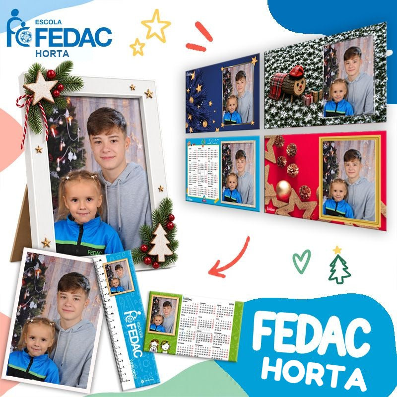 Lote de fotografía escolar para hermanos de FEDAC Horta: foto de clase, retrato enmarcado y copias del pack