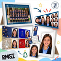 Lote de fotografía escolar del Col·legi Reial Monestir de Santa Isabel: foto de clase enmarcada, retratos, christmas, calendario, regla y fotos de carné