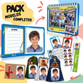 Pack de modelos completos de fotografía escolar: libreta con el retrato, foto de clase enmarcada, marcos, calendario, fotos de carné, regla y christmas