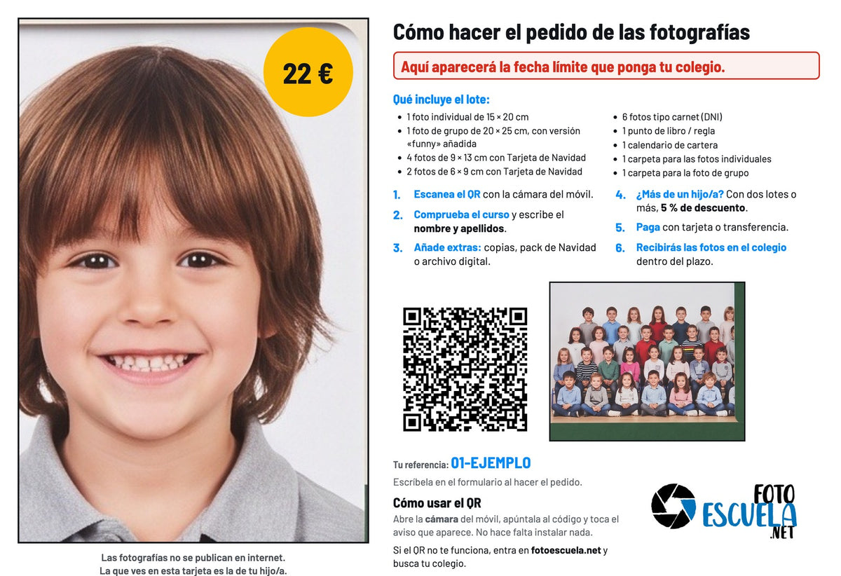 Muestra de la tarjeta de pedido, con las caras pixeladas