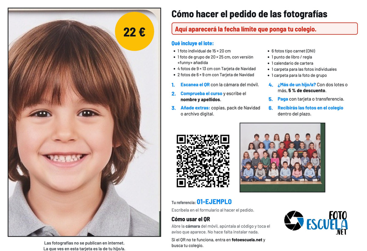 Muestra de la tarjeta de pedido, con las caras pixeladas